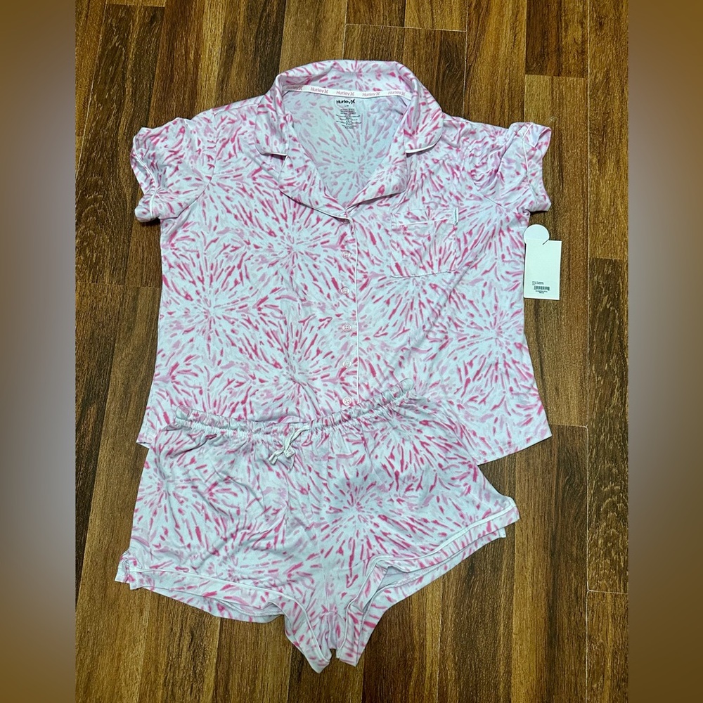 Hurley Pink and White Pajama Set